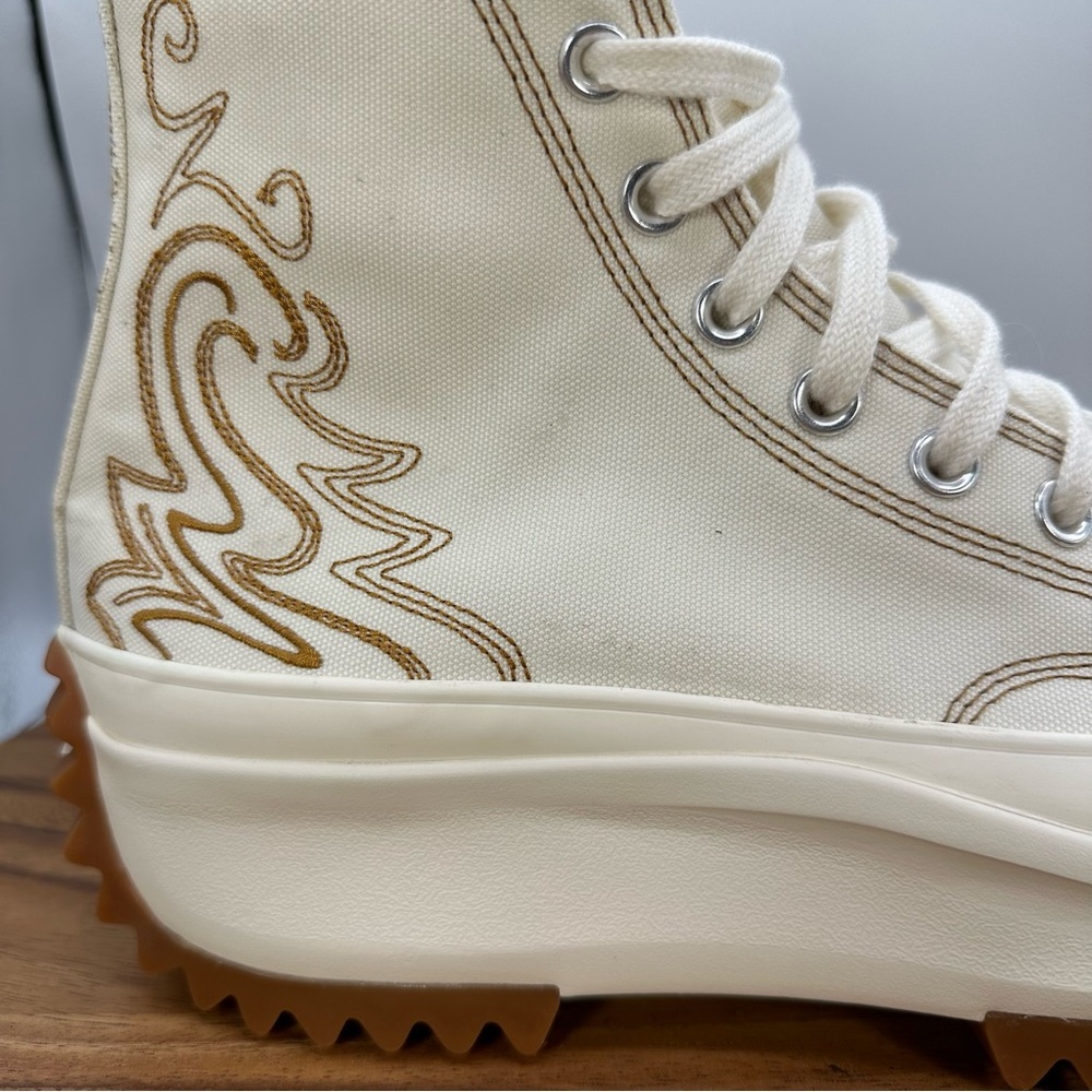 Converse Run Star Hike Platform High Western Embroidery Cream Gum Women 11 - Picture 2 of 11